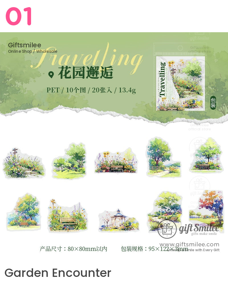 Watercolor Travel-Themed Stickers | KS-SA-3971