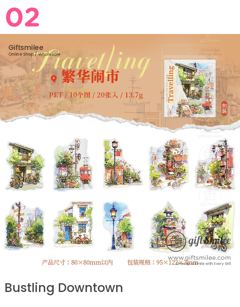 Watercolor Travel-Themed Stickers | KS-SA-3971