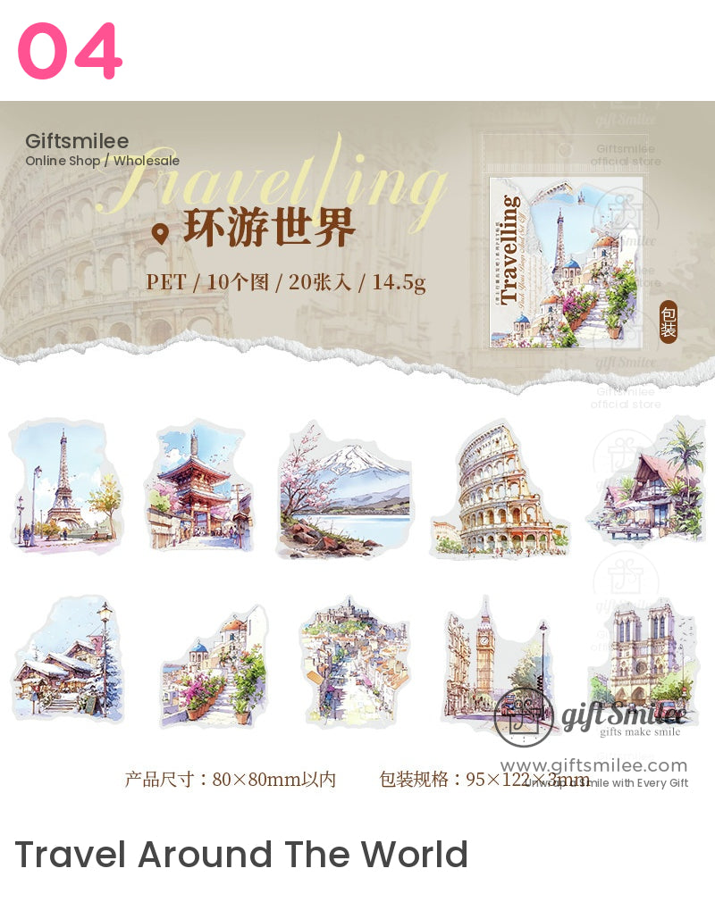 Watercolor Travel-Themed Stickers | KS-SA-3971