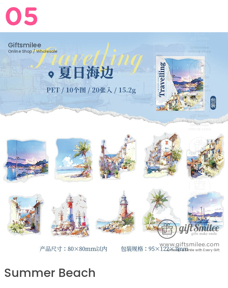 Watercolor Travel-Themed Stickers | KS-SA-3971