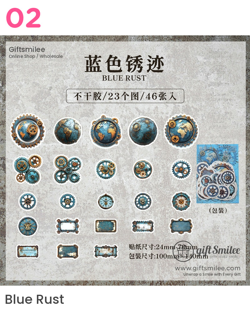 Vintage Steampunk Gear And Clock Sticker Packs | KS-SA-3978