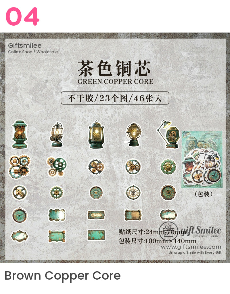 Vintage Steampunk Gear And Clock Sticker Packs | KS-SA-3978