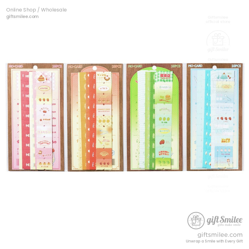 Four packs of Japanese cafe-themed washi stickers featuring colorful retro designs in packaging