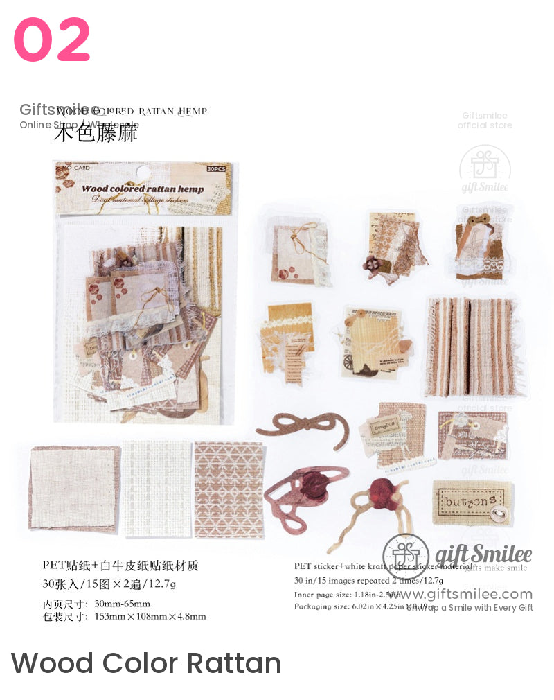 Vintage Scrapbook C Floral Fabric Sticker Packs | KS-SA-3988