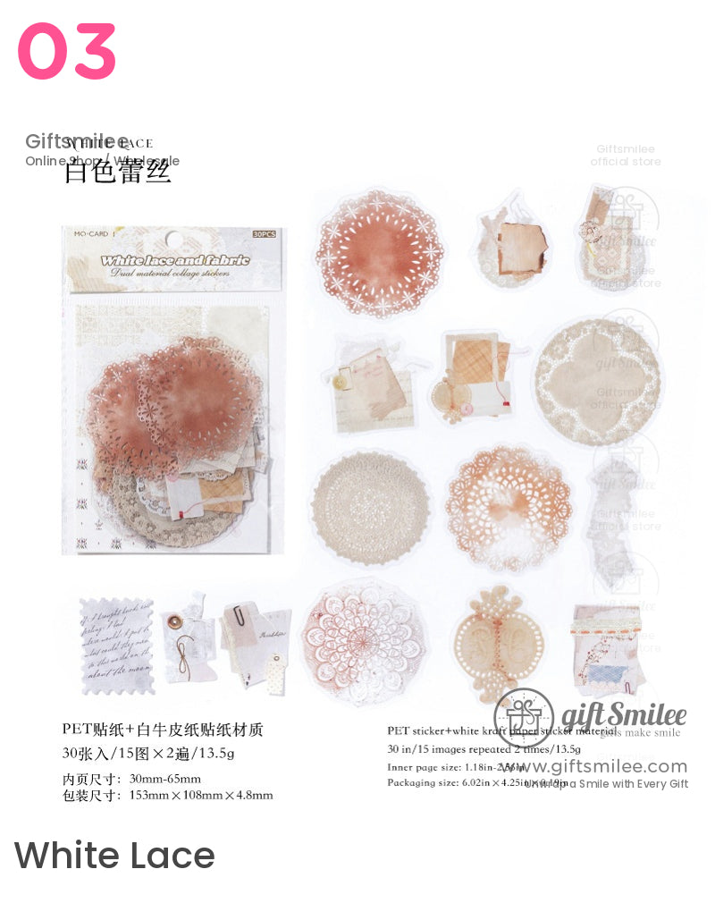 Vintage Scrapbook C Floral Fabric Sticker Packs | KS-SA-3988