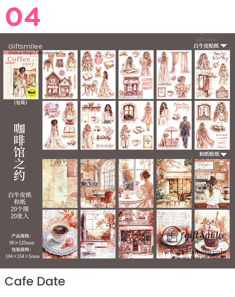 Coffee Story Cafe Scrapbooking Sticker Book | KS-SA-3991