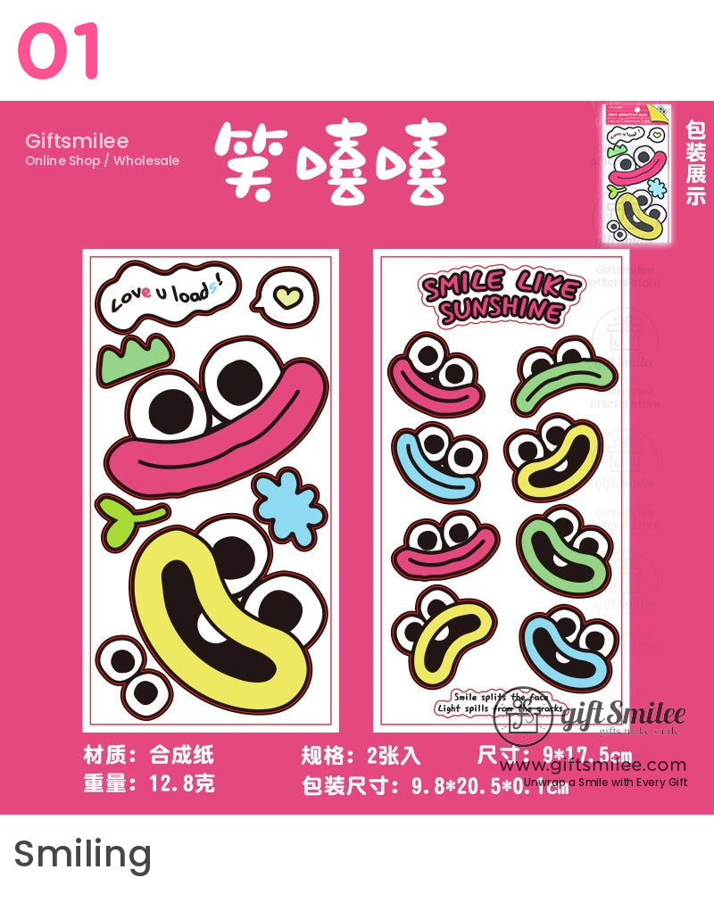 Mood Magnifying Glass Cartoon Face Expressions Stickers | KS-SA-3996