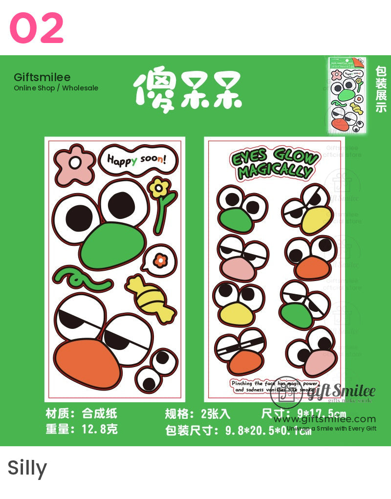 Mood Magnifying Glass Cartoon Face Expressions Stickers | KS-SA-3996
