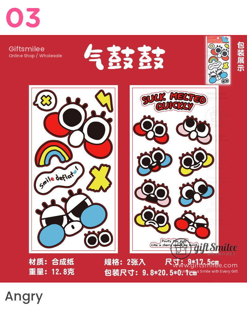 Mood Magnifying Glass Cartoon Face Expressions Stickers | KS-SA-3996