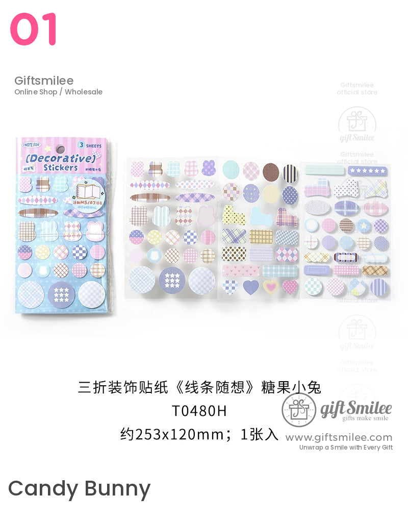 Pastel Gingham Plaid And Unique Shapes Stickers | KS-SA-4004