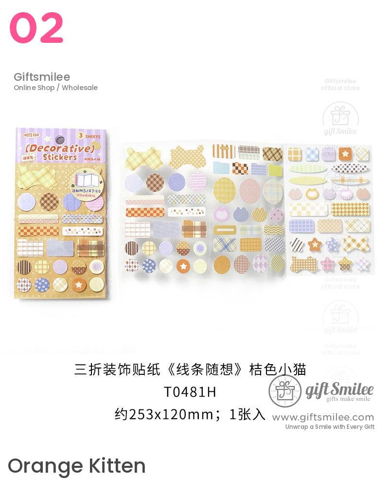 Pastel Gingham Plaid And Unique Shapes Stickers | KS-SA-4004