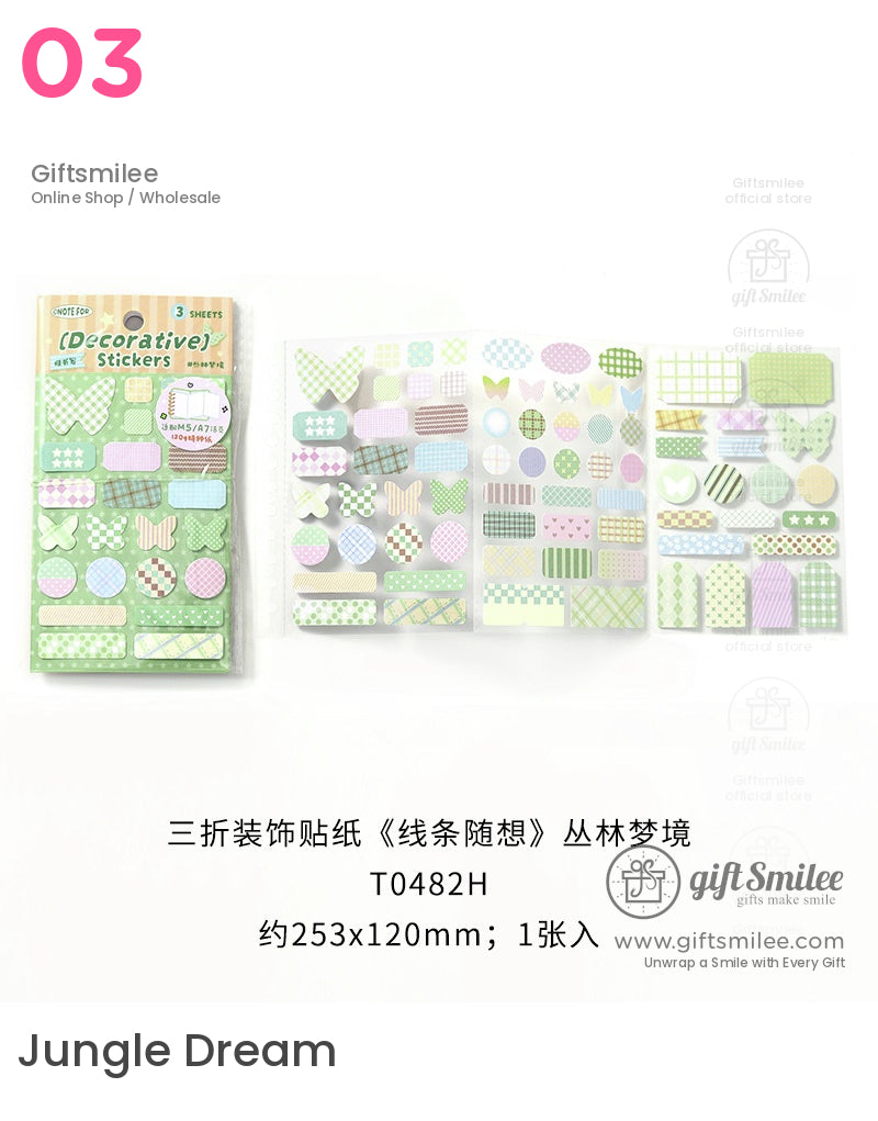 Pastel Gingham Plaid And Unique Shapes Stickers | KS-SA-4004