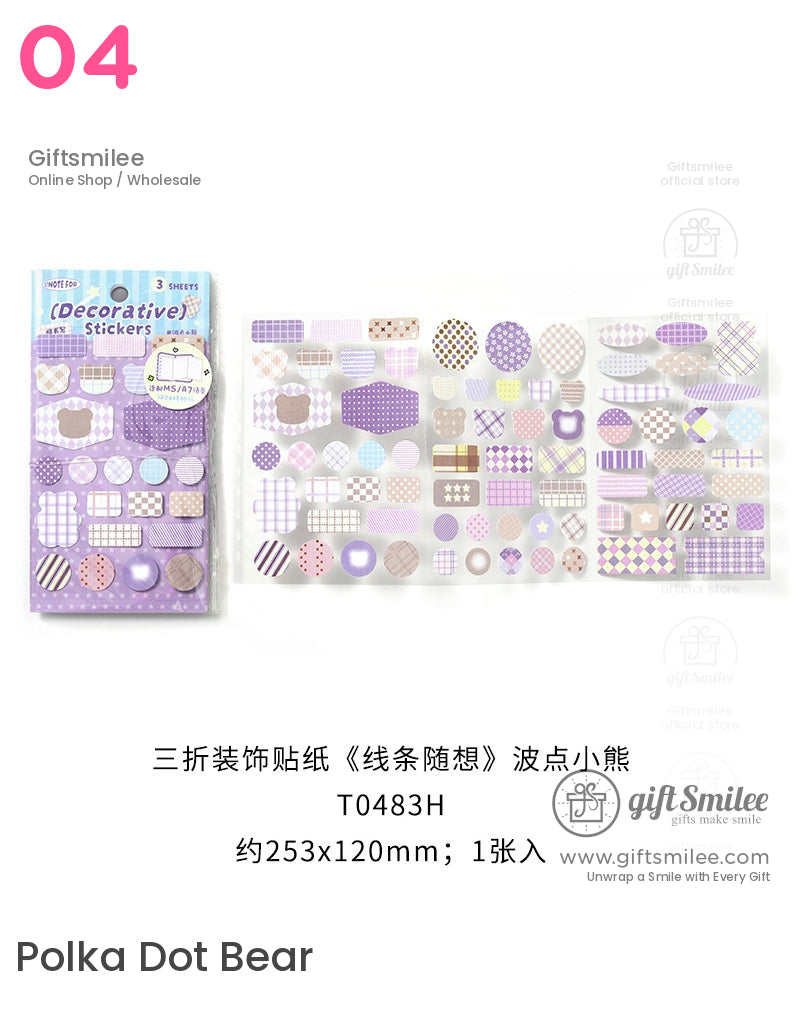 Pastel Gingham Plaid And Unique Shapes Stickers | KS-SA-4004