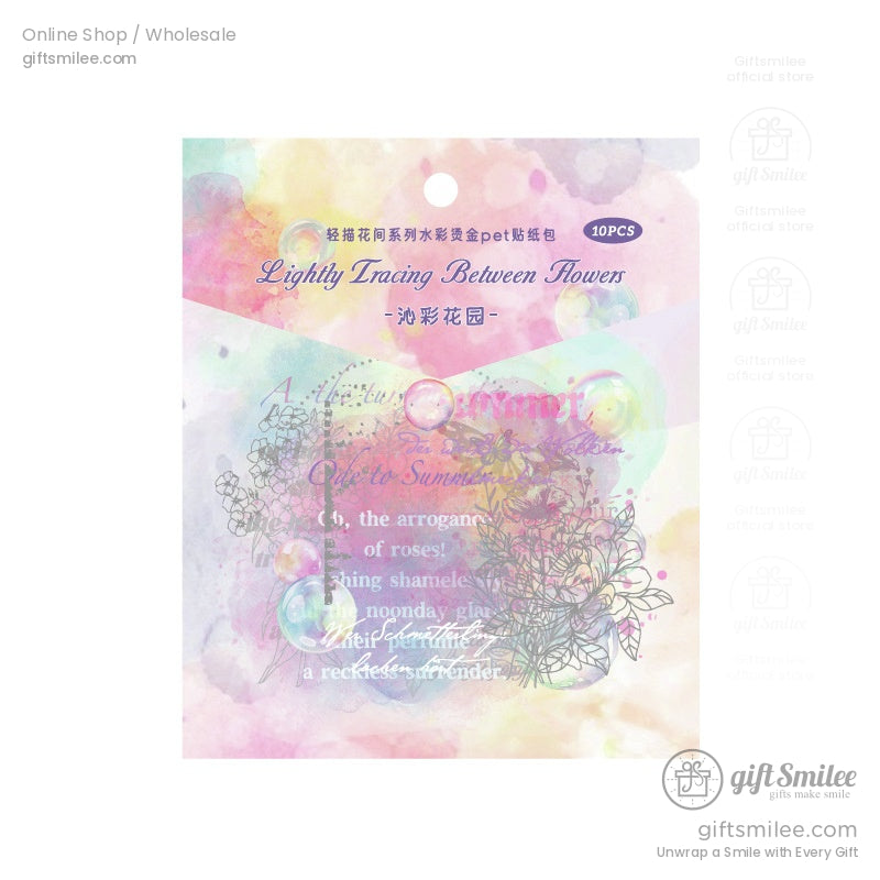 A watercolor-style floral sticker pack in pastel hues, ideal for adding a decorative touch to crafts and journals