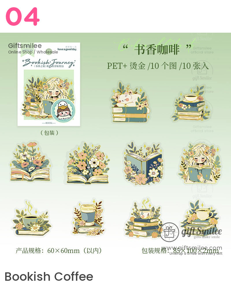 Bookish Journey Holographic Floral Sticker Packs | KS-SA-4008