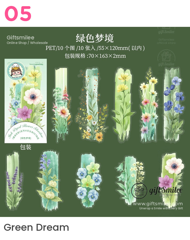 Watercolor Ink-Dyed Floral Stickers | KS-SA-4010