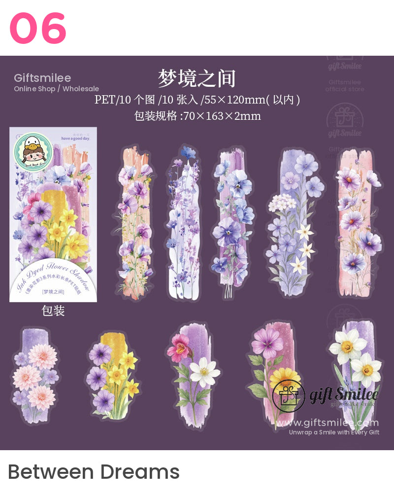 Watercolor Ink-Dyed Floral Stickers | KS-SA-4010