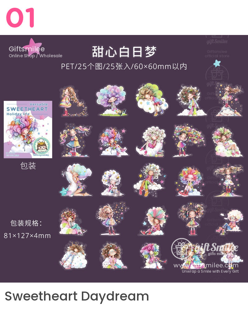 Sweetheart Holiday Life Cartoon Girl Stickers | KS-SA-4013