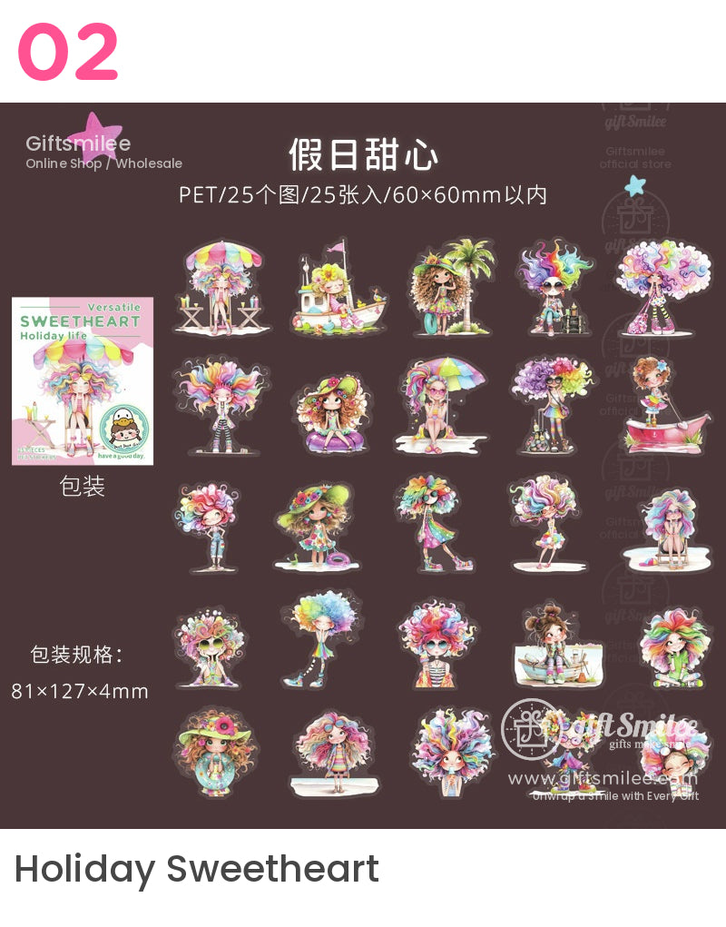 Sweetheart Holiday Life Cartoon Girl Stickers | KS-SA-4013