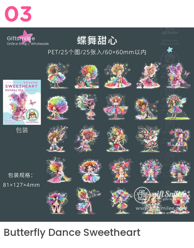 Sweetheart Holiday Life Cartoon Girl Stickers | KS-SA-4013