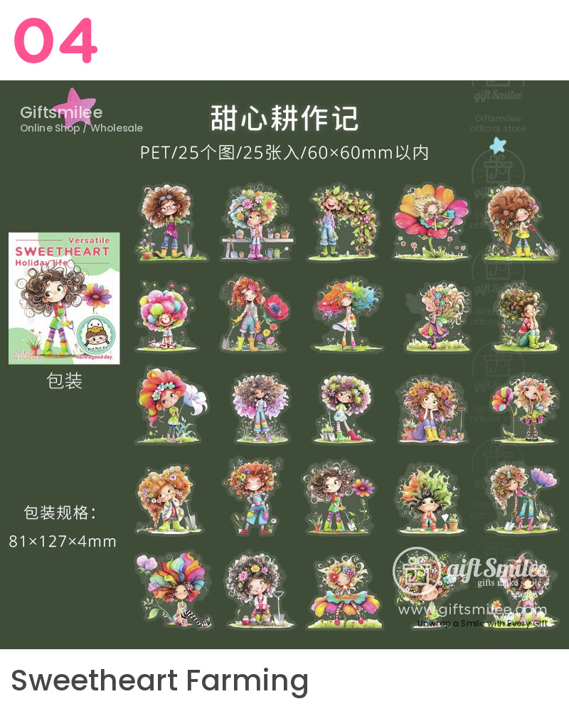 Sweetheart Holiday Life Cartoon Girl Stickers | KS-SA-4013
