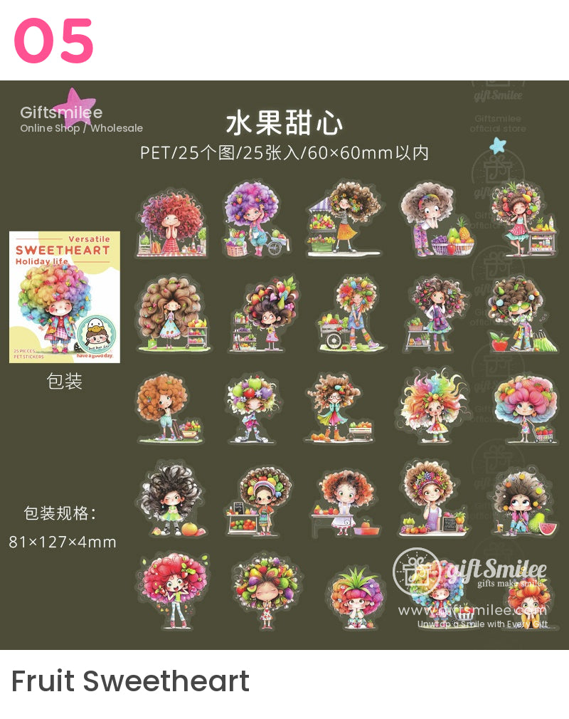 Sweetheart Holiday Life Cartoon Girl Stickers | KS-SA-4013