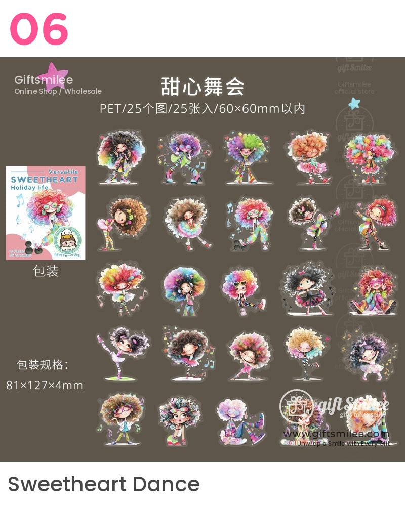 Sweetheart Holiday Life Cartoon Girl Stickers | KS-SA-4013