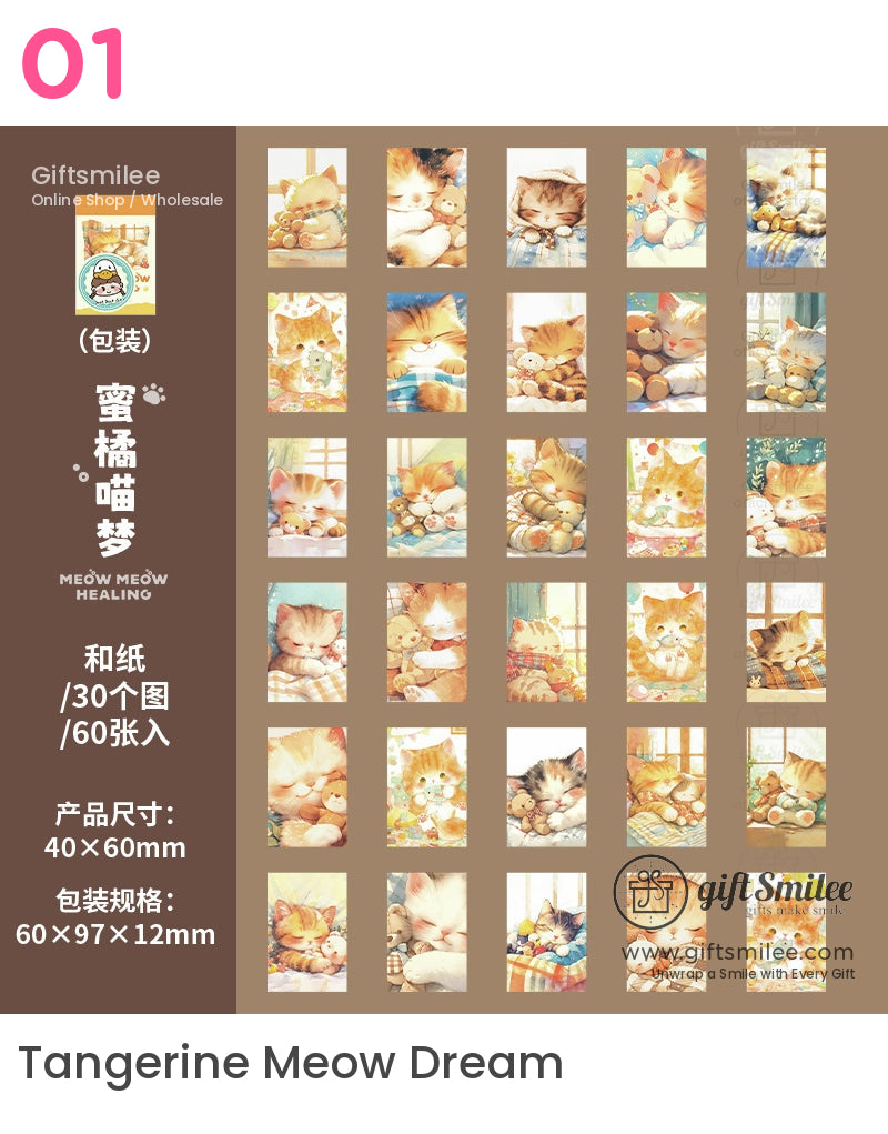 Meow Meow Healing Mini Cat-Themed Stickers | KS-SA-4018