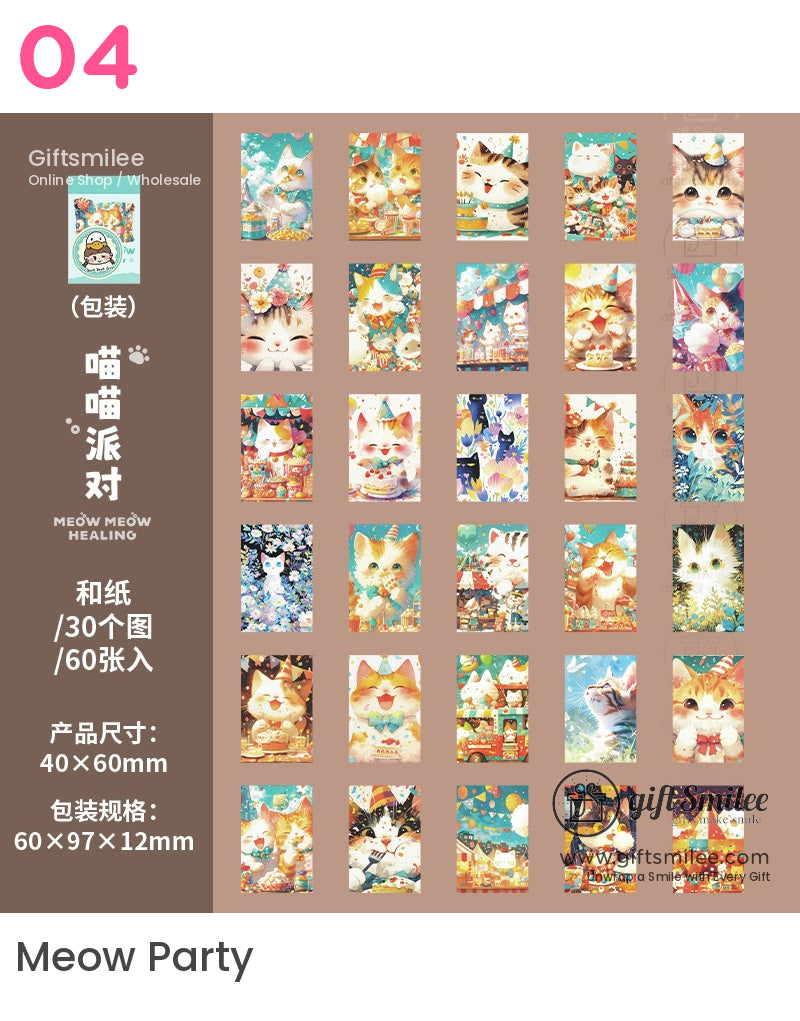 Meow Meow Healing Mini Cat-Themed Stickers | KS-SA-4018