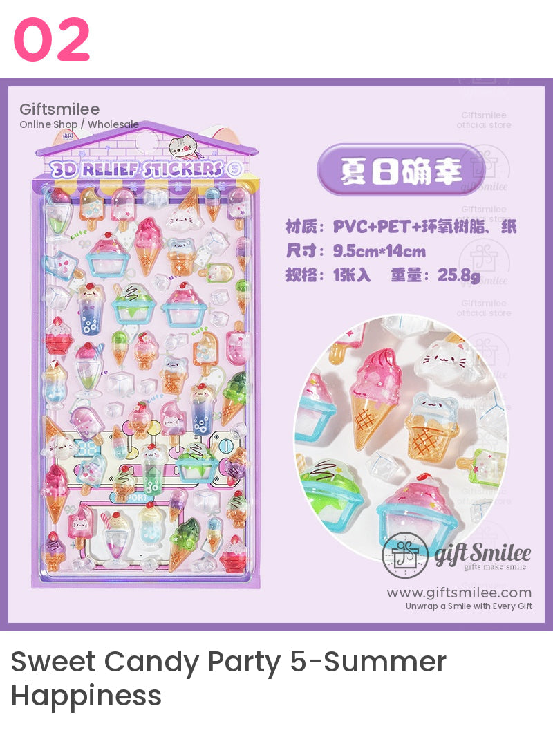 Kawaii 3D Fruit Dessertand Animal 3D Embossed Cute Stickers | KS-SA-4023