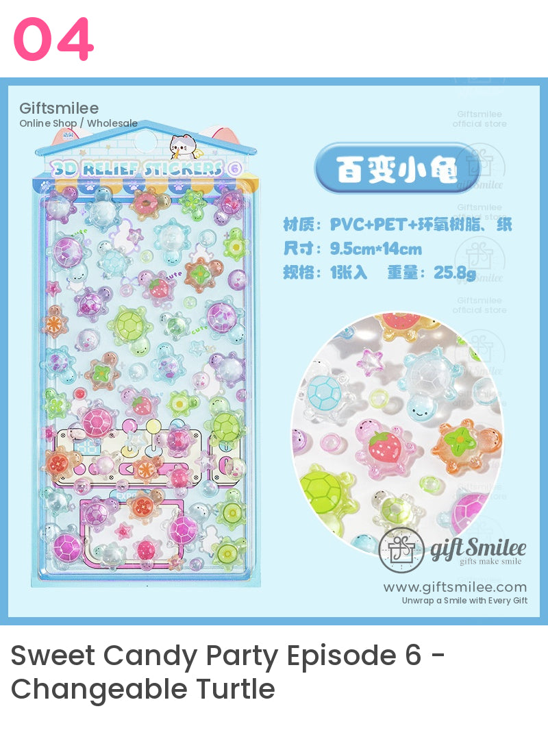 Kawaii 3D Fruit Dessertand Animal 3D Embossed Cute Stickers | KS-SA-4023
