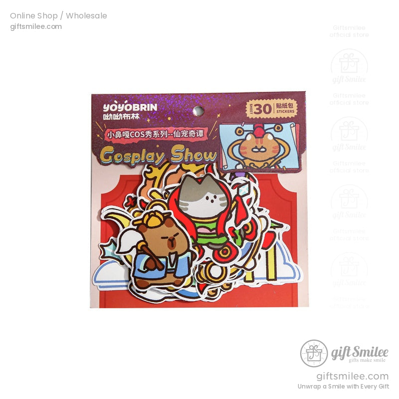 Packaged animal cosplay sticker set with colorful cartoon designs