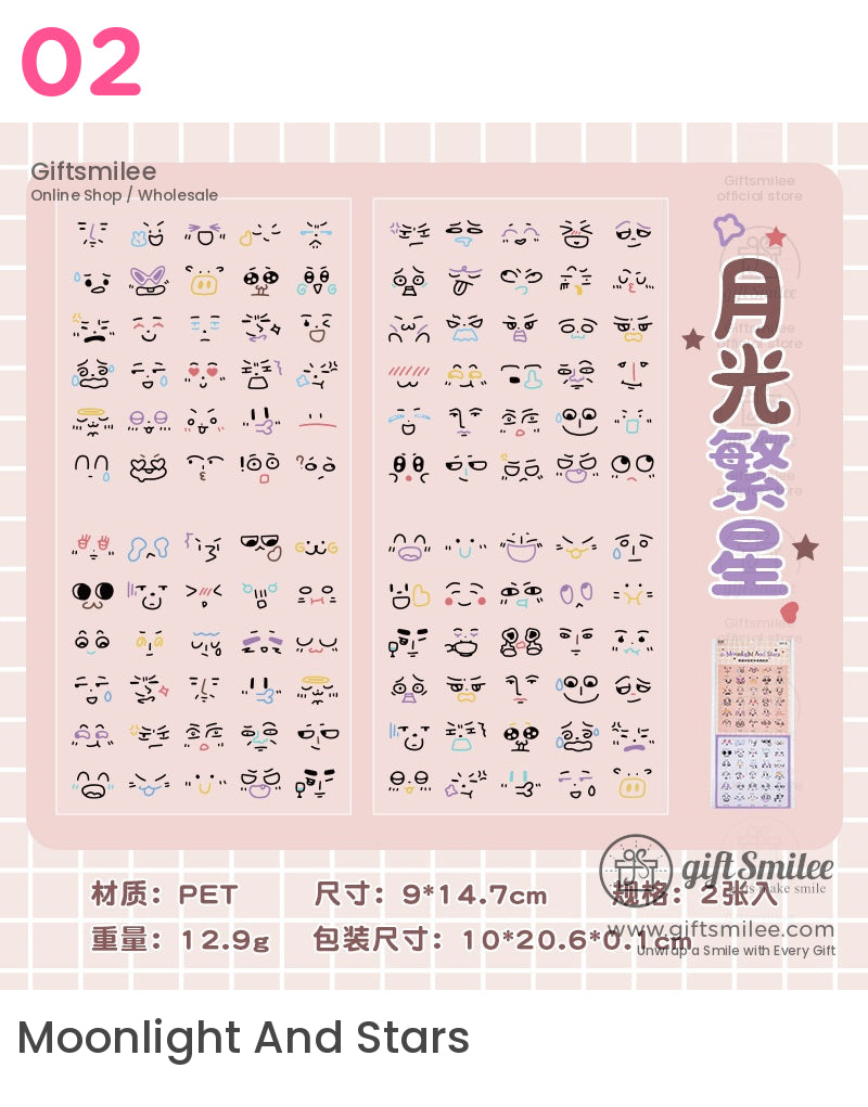 Kawaii Transparent Anime Face Stickers | KS-SA-4039