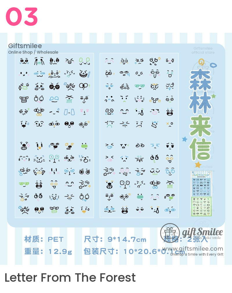 Kawaii Transparent Anime Face Stickers | KS-SA-4039