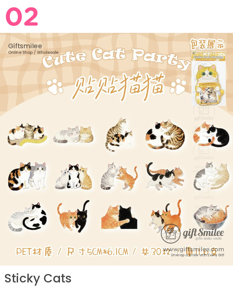 Cute Cat Party Sticker Packs | KS-SA-4041