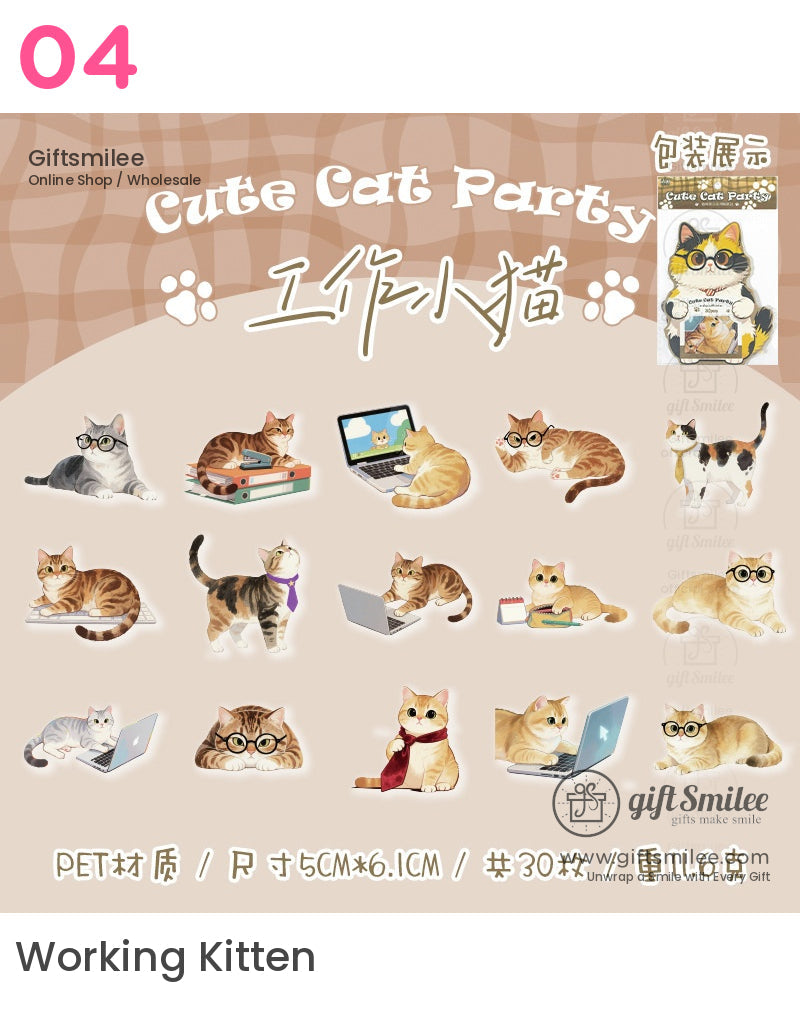 Cute Cat Party Sticker Packs | KS-SA-4041