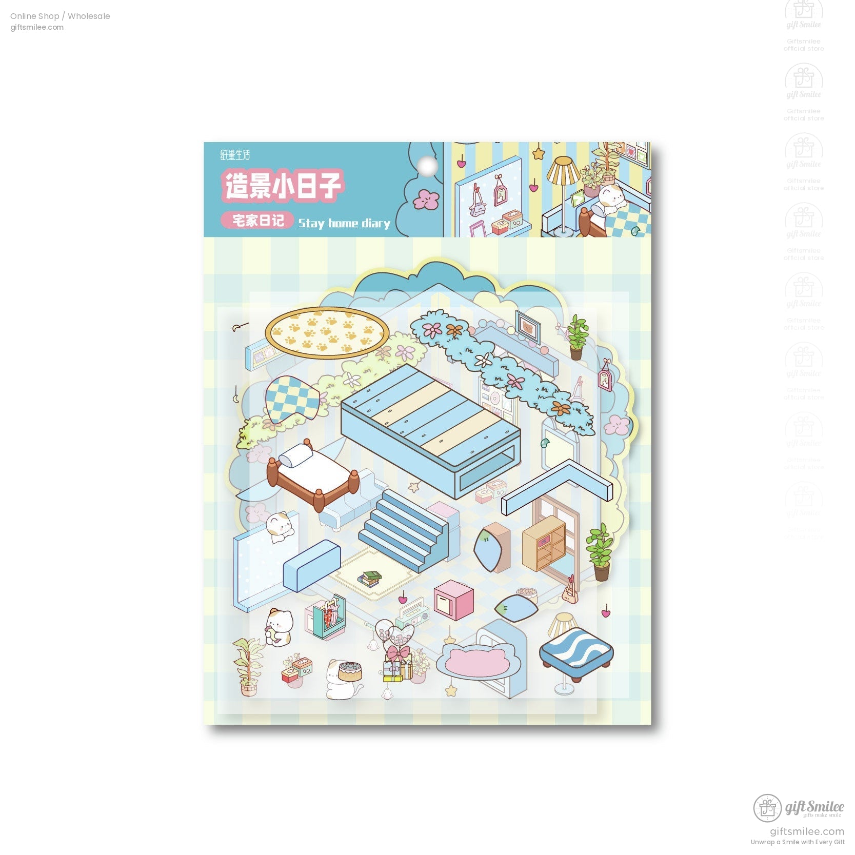 Step-by-step DIY sticker sheet for creating a cozy bedroom scene