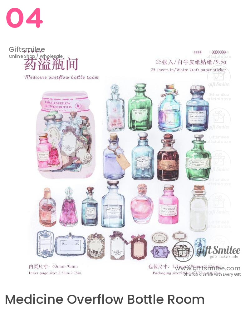 Vintage Bottle Sticker Packs | KS-SA-4049