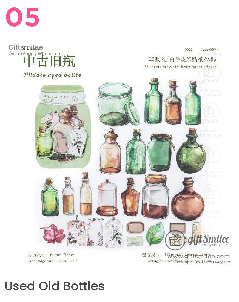 Vintage Bottle Sticker Packs | KS-SA-4049