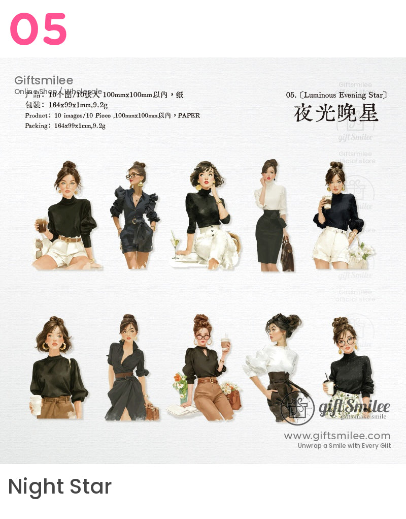 Retro Chic Fashion Illustration Stickers | KS-SA-4057