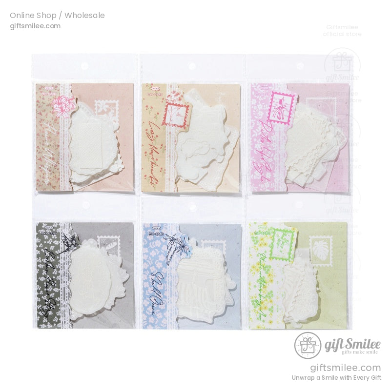 Set of six packaged sticker kits with vibrant pastel themes and intricate details