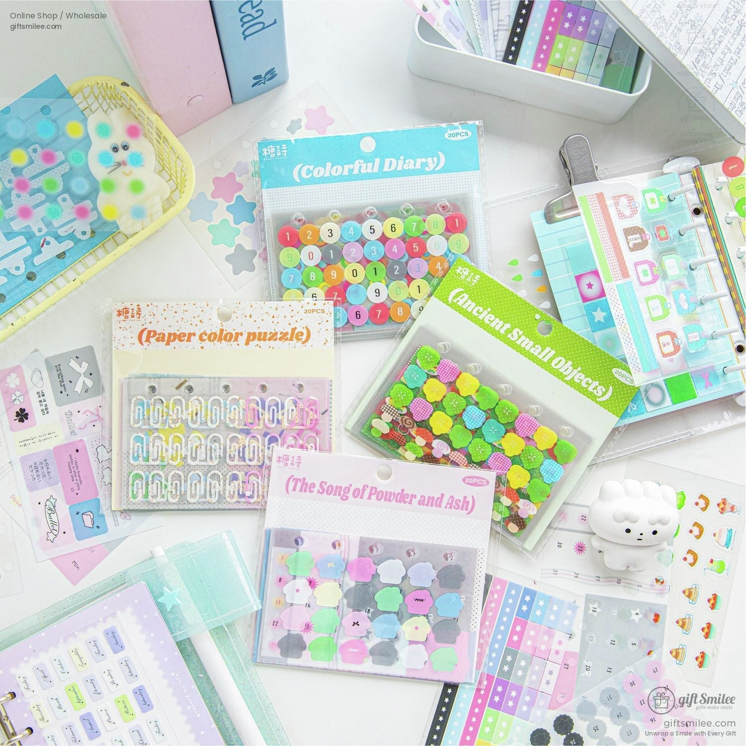 A selection of aesthetic and colorful sticker packs for journaling and scrapbooking