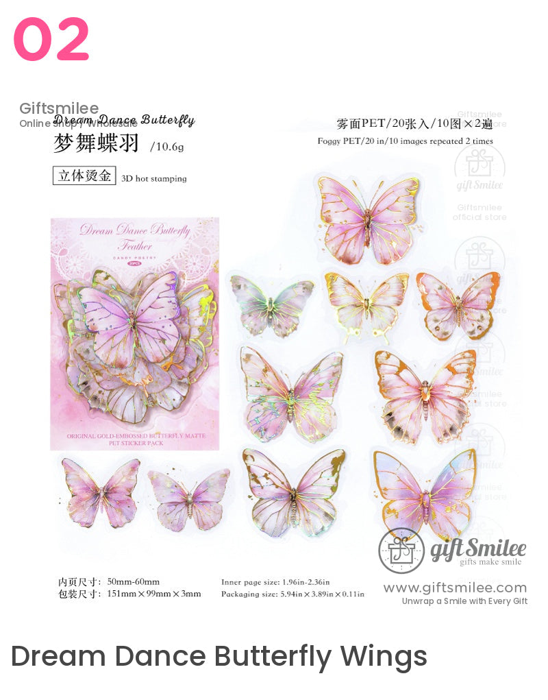 Holographic Gold Embossed Butterfly Sticker Packs | KS-SA-4066