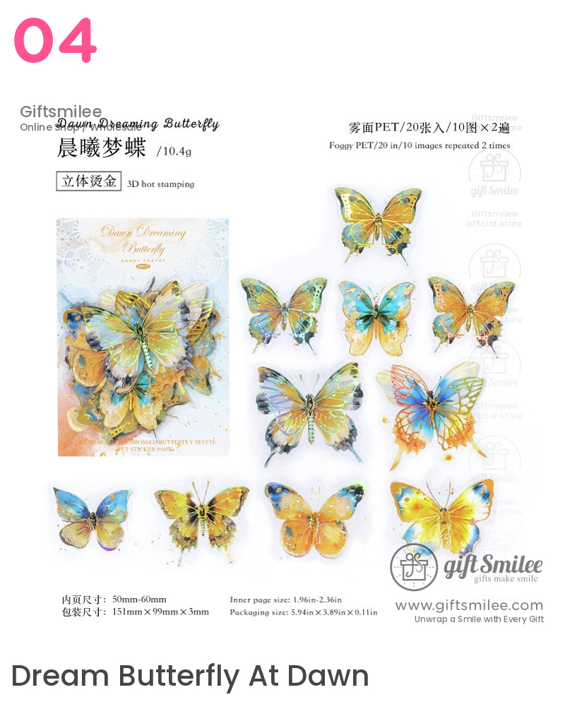 Holographic Gold Embossed Butterfly Sticker Packs | KS-SA-4066