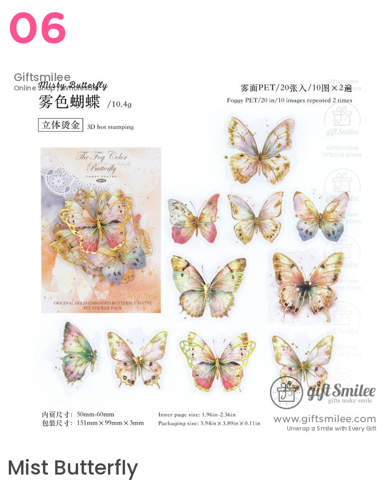 Holographic Gold Embossed Butterfly Sticker Packs | KS-SA-4066
