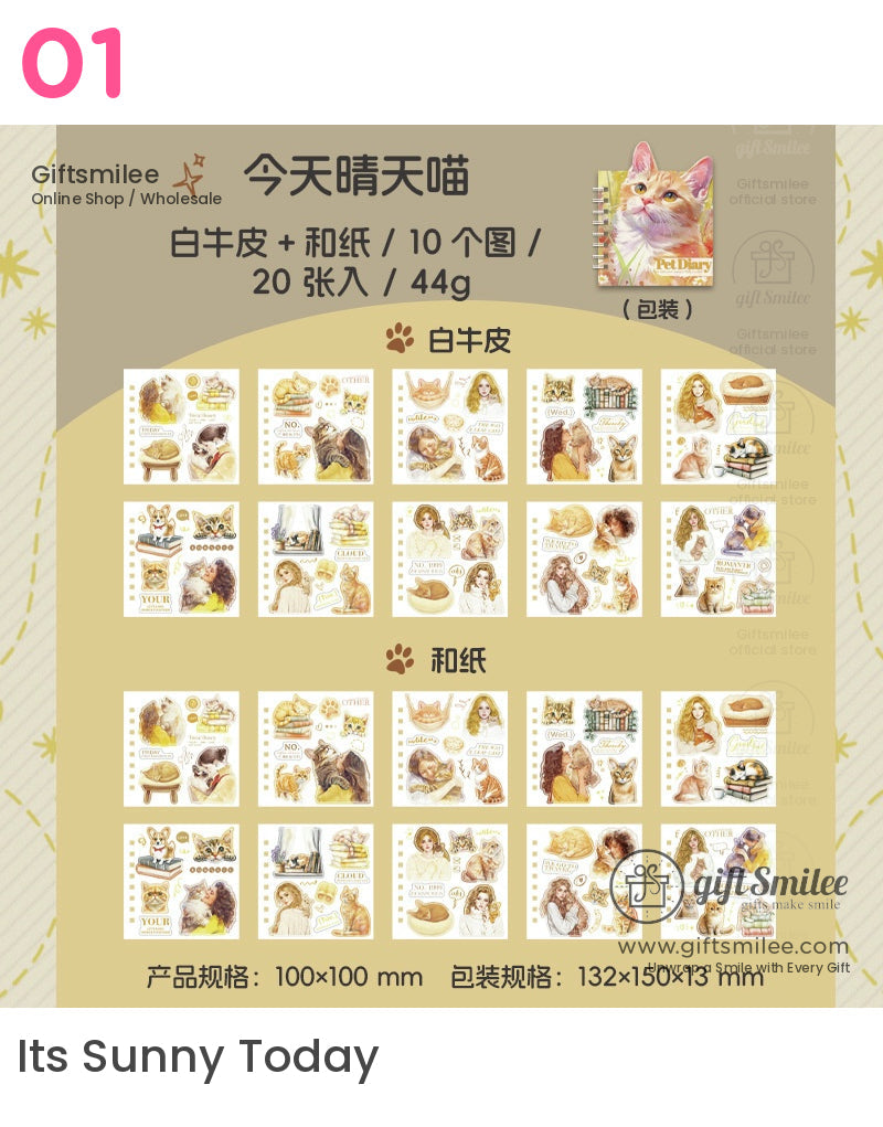 Spiral Cat Notebooks Pet Diary Sticker Book | KS-SA-4088