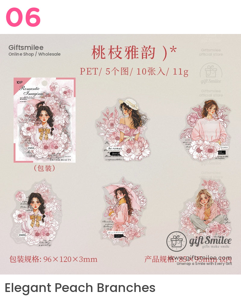 Fashion Girl Floral Stickers | KS-SA-4089