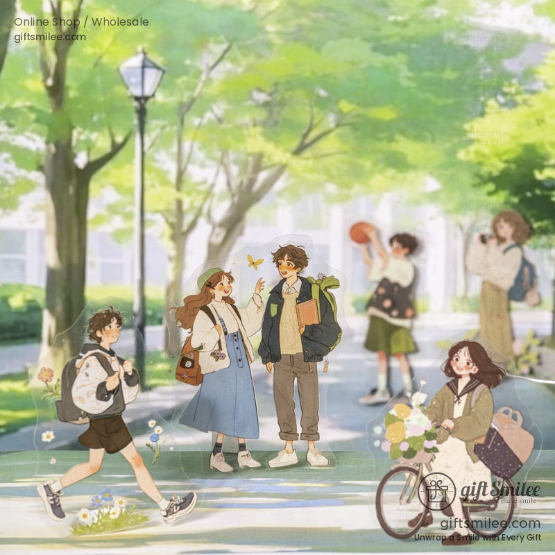 Romantic couple enjoying a park day surrounded by vintage aesthetic details