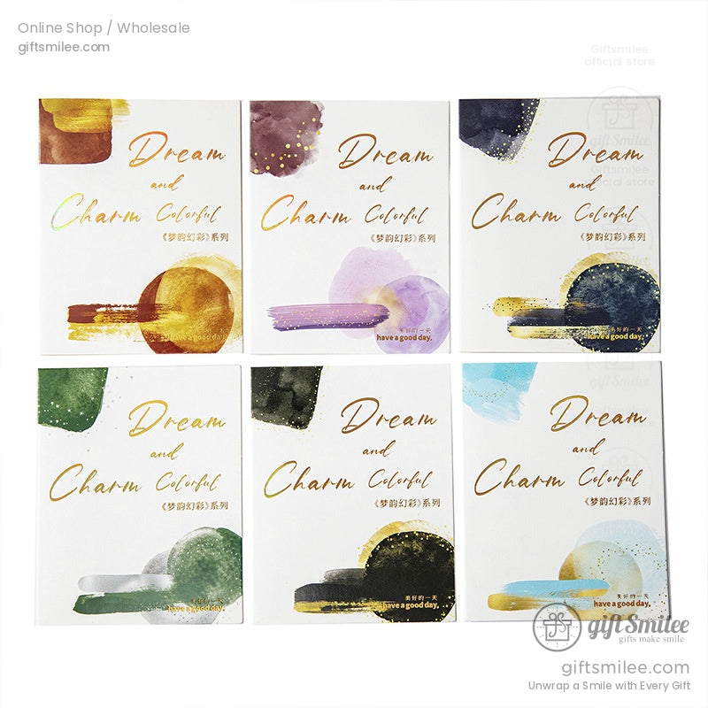 Packaging of Dream and Charm Colorful sticker sets with abstract and starry designs