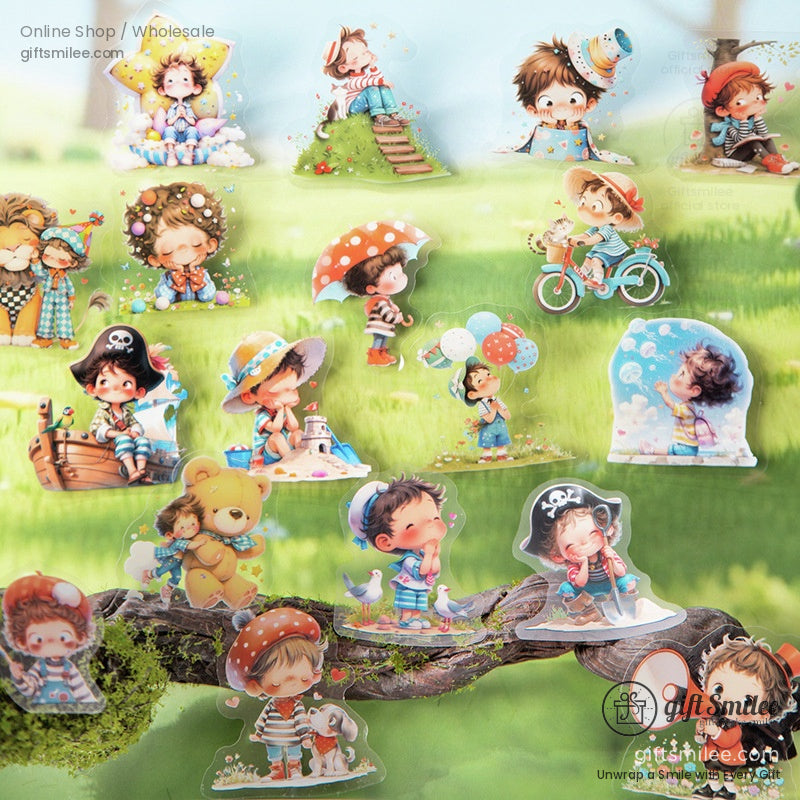 Collection of adorable kids enjoying outdoor adventures, perfect for scrapbooking